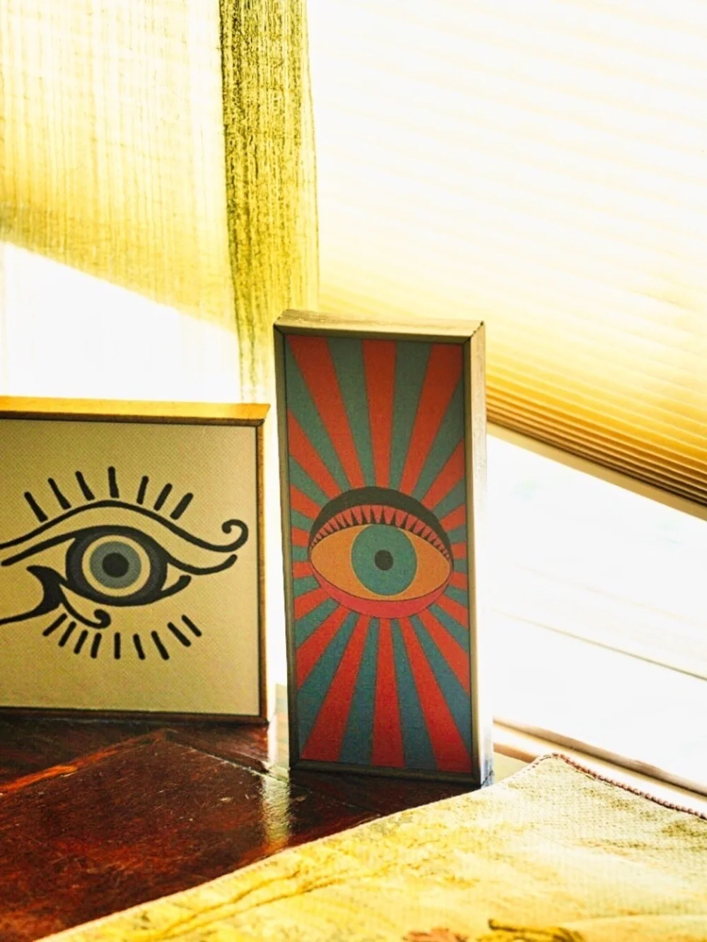Malocchio Eye of Osiris  Graphic Art Block Prints Set of 2 Boho  Decor